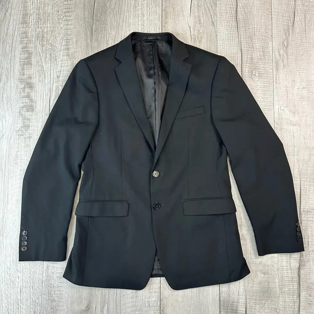 Calvin Klein Sport Suit Jacket Black Mens 38R 2 Button Collared Blazer/Coat Work